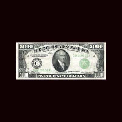 Historic five thousand dollar United States note